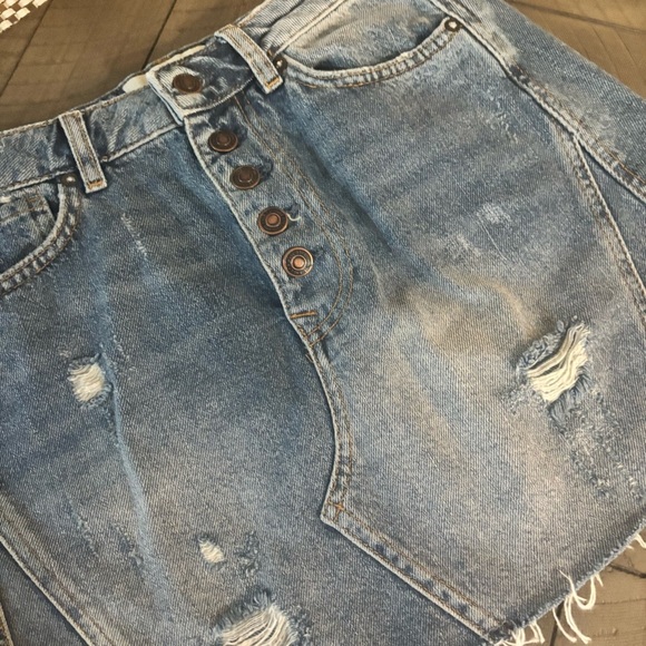 We The Free Asymmetrical Denim Skirt - Blue - Picture 3 of 4